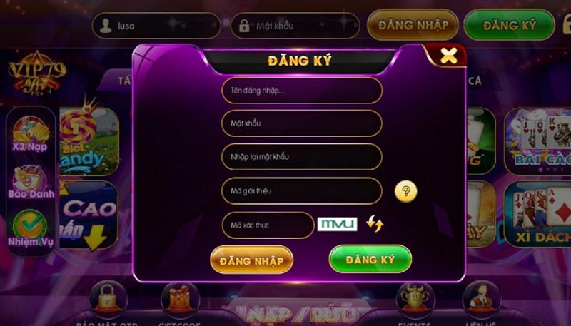 Các thông tin cần điền khi đăng ký Vip79